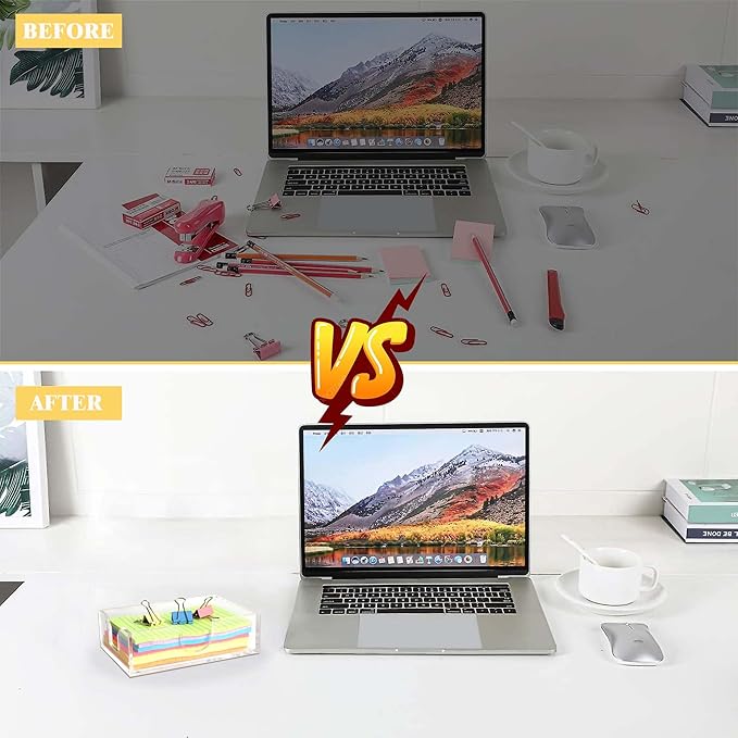 4x6 Acrylic Memo Holder with Sticky Notes for Desk, Clear Sticky Note Dispenser with Adhesive Notepad, 4x6 Acrylic Notepad Holder Desk Organizer for Office Home School (DP027)