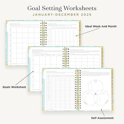 Day Designer 2025 Daily Planner – Premium Planner for Stylish Organization. Combines Monthly Calendar, Hourly Schedule, To-Do List, Gratitude, Goal Setting, Inspirational Quotes, Stickers & More. Elegant laminated Cover with Gold Accents (Monet)