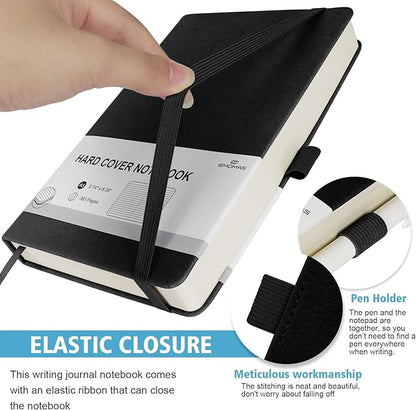 Lined Journal Notebook, 360 Numbered Pages(With page number), Thick Journal for Writing A5 College Ruled Notebook, 100gsm Lined Paper, Leather Hardcover, 5.75'' X 8.38''-Black