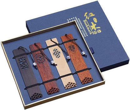 Wooden Bookmark Engraved Book Mark Vintage Style Best Unique Gifts Set for Book Lovers,Women,Men,Teacher,Birthday Present