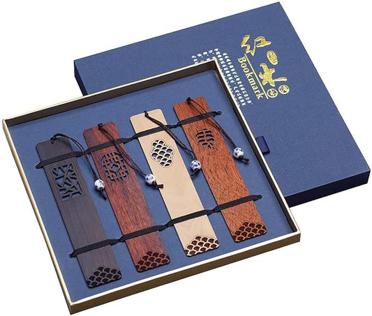 Wooden Bookmark Engraved Book Mark Vintage Style Best Unique Gifts Set for Book Lovers,Women,Men,Teacher,Birthday Present