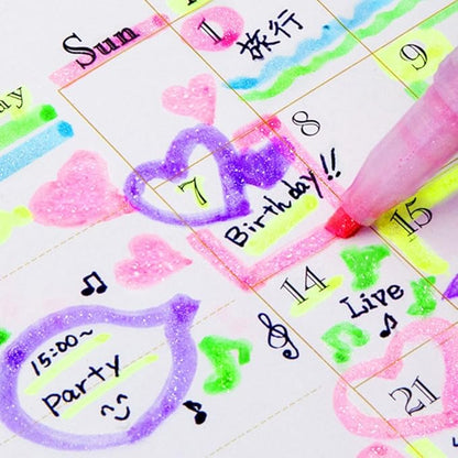 Zebra Glitter Highlighter, Kirarich, 5 Color Set (4901681512102)