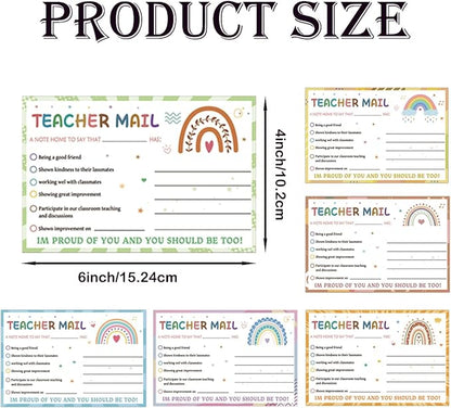 60 Pcs Rainbow Happy Mail Teacher Notes to Parents Classroom Good Behavior Incentive Motivational Cards Motivational Notes Positive Postcards For Home,Preschool, Kindergarten, Elementary (Color2)