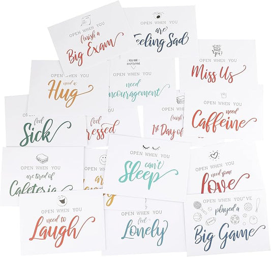Open When Envelopes for College Student, 16Pcs Open When Letters Kit Envelopes, Away From Home College Gifts, Long Distance Relationship Present, Open When Cards for Daughter Son Boyfriend Girlfriend