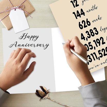YiKaLus Vintage 12th Wedding Anniversary Card for Husband Wife, Sweet 12 Year Aday Gifts for Him Her,Sweet 12 Anniversary Decorations for Women Men