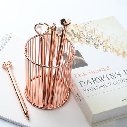 amassan 4Pcs Ballpoint Pens Set, Cute Pens with Crystal Diamond for Journaling, Black Ink Pen Gifts for Wedding Office Desk Supplies, Sand Glitter Pen for Women Office Decor