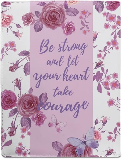 Cozeyat PU Leather Padfolio for Women Bible Inspirational Quotes with Rose Print Conference Folder Portfolio Interview Resume Folder A4/Letter Size