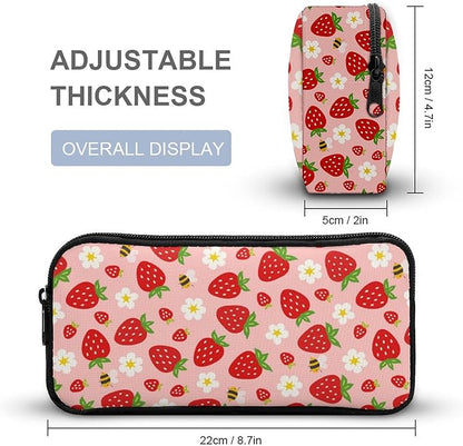 3PCS 17" Strawberry Backpack, Shoulders Backpack with Insulated Lunch Bag Durable Strawberry Laptop Bag Daypack with Multiple Pockets (Strawberry)