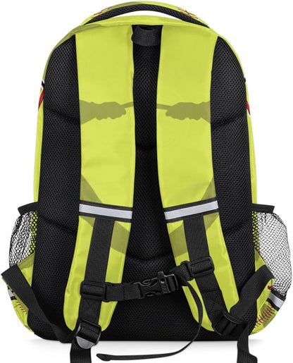 Yellow Baseball Sport Softball Backpack School Bookbag Laptop Purse Casual Daypack for Teen Girls Women Boys Men College Travel
