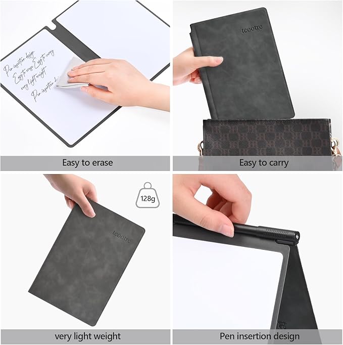 Portable Dry Erase Board,Portable White Board,Small Dry Erase Board,Foldable,Erasable,Repeatable,9.5 * 6.6 inches,for Office,Home,School,Study,Meeting(Black)