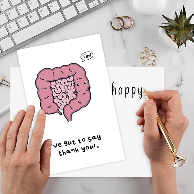 Funny Appreciation Card for Men Women, Lovely Thank You Gifts for Doctor Nurse, Humorous Thank You Card for Gastroenterologist Surgeon, I've Gut to Say Thank You