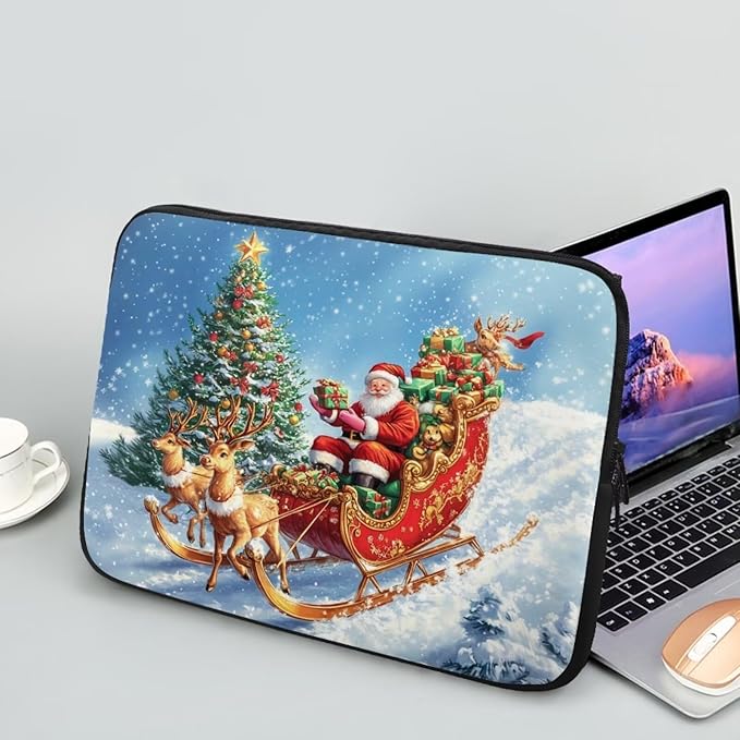 Christmas Deer Laptop Sleeve for Women 10 inch Lap Top Case Slightly Laptop Pouch with Humanize Design Computer Carrying Case Easy to Clean Laptop Accessories Reindeer Tablet Bag