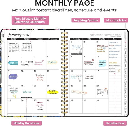 2026 Planner, Aesthetic Weekly and Monthly Planner for Women, Jan 2026 to Dec 2026, Hardcover 2026 Calendar Book with Monthly Tabs, Inner Pocket, Perfect for Office Home School - A4 (8.5" x 11"), Painted Garden