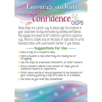 Really Good Stuff Confidence Chips – 100 Empowering, Motivational, Positive Affirmations – Encourage Positive Feelings– Social-Emotional Learning – SEL for The Home and Classroom