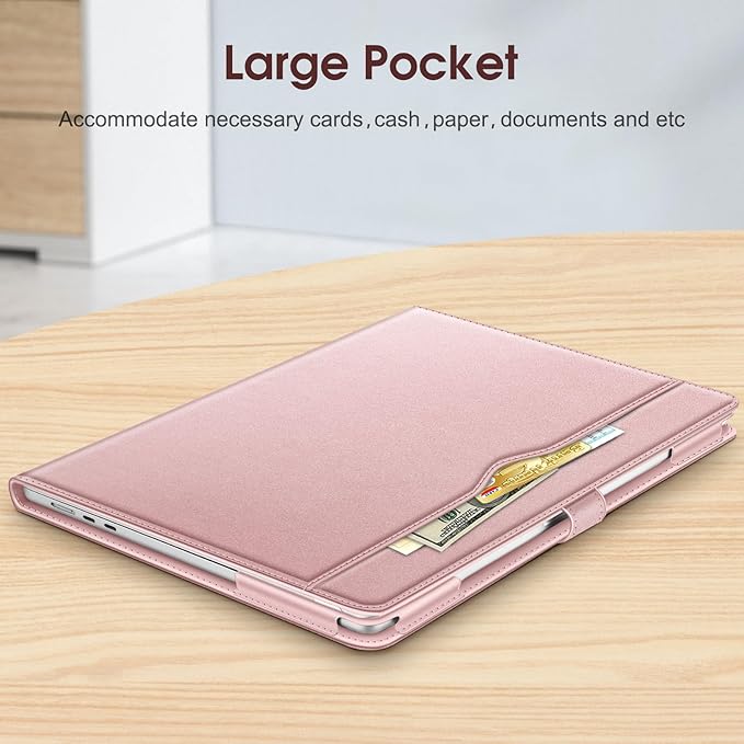 Fintie Sleeve Case for MacBook Air 15 Inch A3114 A2941 (2023 2024 Release), Premium PU Leather Folio Book Cover for MacBook Air 15.3" M2 M3 Chip with Liquid Retina Display and Touch ID, Rose Gold