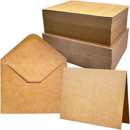 100 Packs Blank Greeting Cards and Envelopes, 4x6 Inch Kraft Blank Cards with Envelope Bulk for Cards Making Printing and Crafting, Stationery Cards with Envelopes for Christmas, Birthday