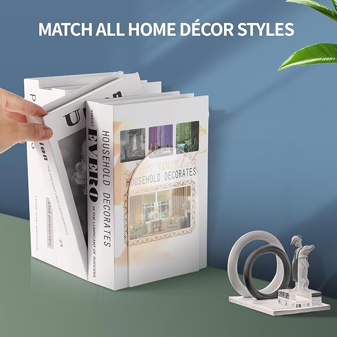 Book Ends for Shelves Clear Acrylic Bookends for Heavy Books Organizer Book Stopper to Hold Books for Home Office School and Desktop Decoration(Circular Arc) (6)