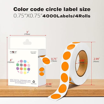 PARLAIM 0.75 inch Diameter Colored Dot Stickers 4 Rolls Pack 4000pcs Orange Round Label Color Coding Marking Stickers Permanent Adhesive for Garage Sale