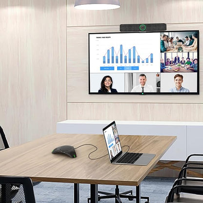 USB Speakerphone with Dual Hub - Conference Room Omnidirectional Microphone and Speaker, Computer Speakers with Microphone for Home Office, 360° Voice Pickup & Noise Reduction Mics for 8-10 People