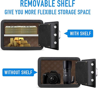 Tenamic Biometric Fingerprint Safe Box 0.85 Cubic Feet Fireproof Waterproof Safe Box with Induction Light and Leather, Solid Alloy Steel Office Hotel Home Cabinet Safe, Black