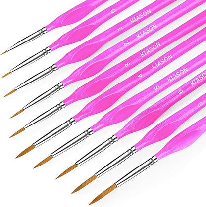 10PC Miniature Paint Brush for Fine Detailing, Detail Paint Brush, Mini Small Painting Brushes for Art, Crafts, Acrylic, Watercolor, Model, Face, Paint by Number, Citadel, Figurine (Magenta)