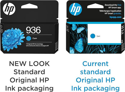 HP 936 Cyan Ink Cartridge | Works OfficeJet 9120 Series, OfficeJet Pro 9110, 9120, 9130 Series, OfficeJet Pro Wide Format 9730 Series | Eligible for Instant Ink | 4S6U9LN