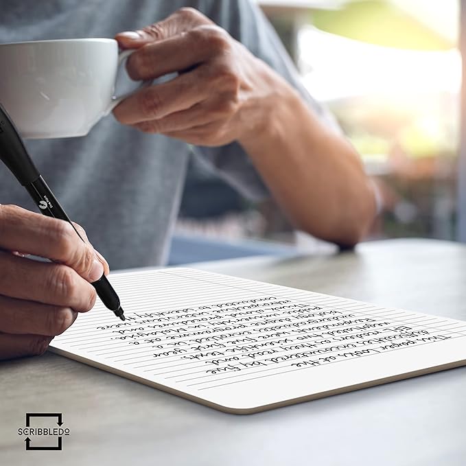 Scribbledo Dry Erase Notebook College Ruled Lined Board 9"x12" Reusable Lined Erasable Ruled Writing Note Pad Lapboard, Blank Whiteboard on Reverse