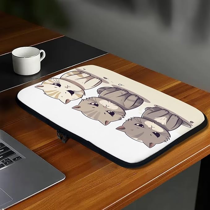Cute Cat Laptop Protective Sleeve for Girls Boys 15 Inch Laptop Covers with Large Capacity Lap Top Case Lightweight Computer Sleeve Bag Suitable Gifts for Holidays Tablet Bag Grey