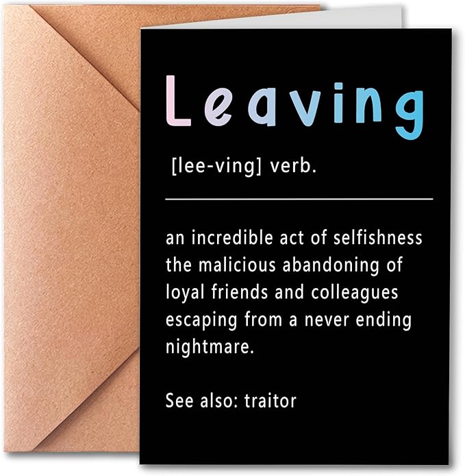 Funny Farewell Card for Coworkers, Departure Cards for Him, Her, Work Besties, Humorous Resignation Definition Cards, Funny Card for Coworkers Leaving
