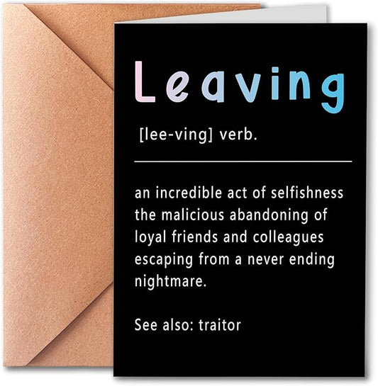 Funny Farewell Card for Coworkers, Departure Cards for Him, Her, Work Besties, Humorous Resignation Definition Cards, Funny Card for Coworkers Leaving