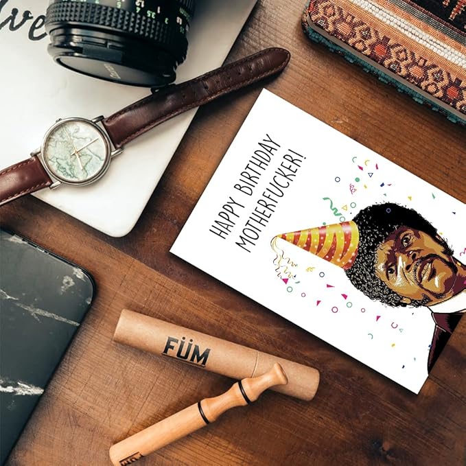 OJsensai Funny Samuel L Jackson Birthday Card, Pupl Fiction Card for Friend, Humorous Bday Card for Him Her, Rude Card for Boyfriend