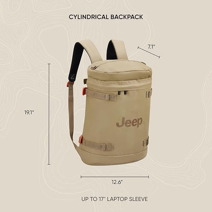 Jeep JS013C Cylindrical Travel Backpack, Navy, 17" Laptop