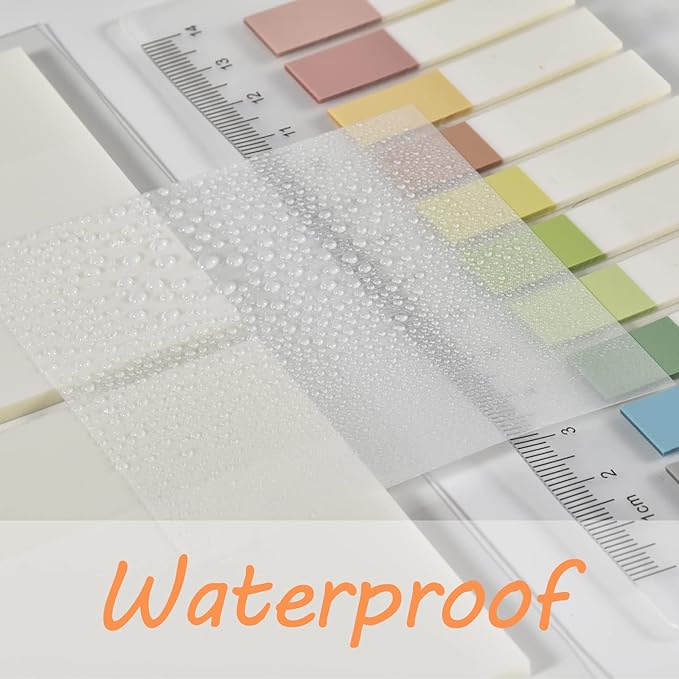 BAYTORY 700 Sheets Transparent Sticky Notes, Clear White Waterproof 3 x 3 inch See Through Memo Pad, Self-Adhesive Translucent Writable Index Tabs for Annotating Book, Office & School Study Supplies