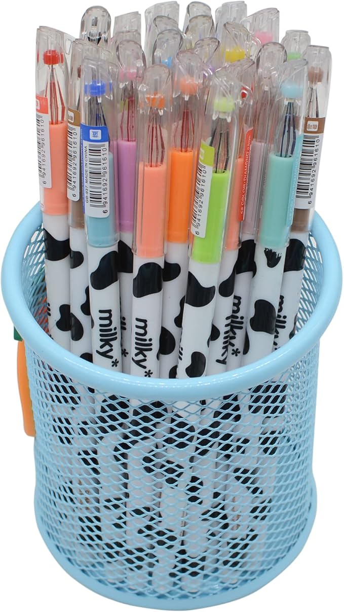 Yansanido 24 Pcs of 12 Colors Kawaii Cow Design Gel Pen for Office School Home Travel and Gift for Friends and students (24)