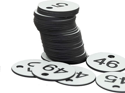 StayMax Plastic ID Number Tags Engraved Tags Key Tags Without Key Rings (1-50, White)