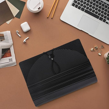 SKYDUE Accordion File Organizer, 12 Pockets File Folders, Letter Size Expanding File Folder with Colored Tabs and Expandable Cover, Portable Bill Receipt Organizer Black