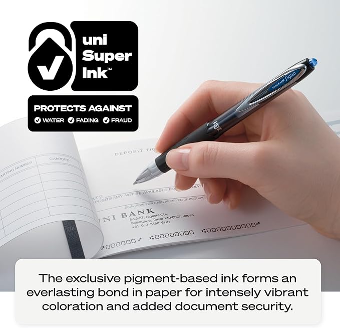 Uni-Ball 207 Gel Pen 12 Pack - 1.0mm Bold Black Pens, Gel Ink School Pens - School Supplies, Teacher Pens, Journaling Pens - Back to School