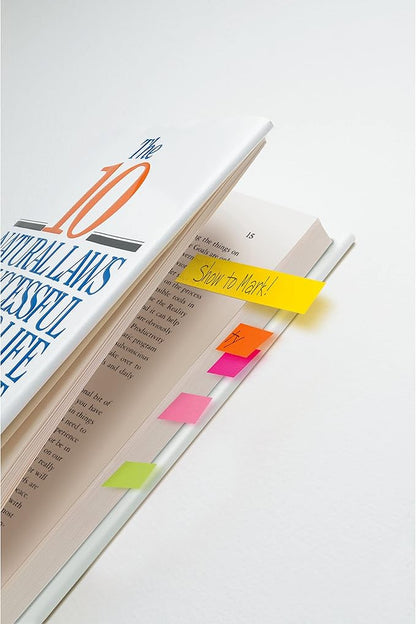 Post-it Page Markers, Assorted Colors, 1/2 in x 2 in, 50 Sheets/Pad, 5 Pads/Pack (670-5AF)