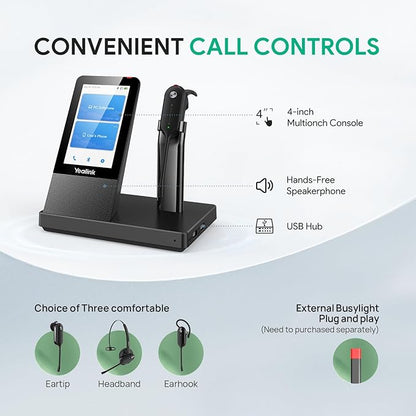 Yealink Wireless DECT Headset WH67,Office Single Ear (Mono) Bluetooth Headset to Desk Phone,Cell Phone and PC,Compatible with Zoom,RingCentral,8X8, Avaya,8H Talktime,394 ft Range