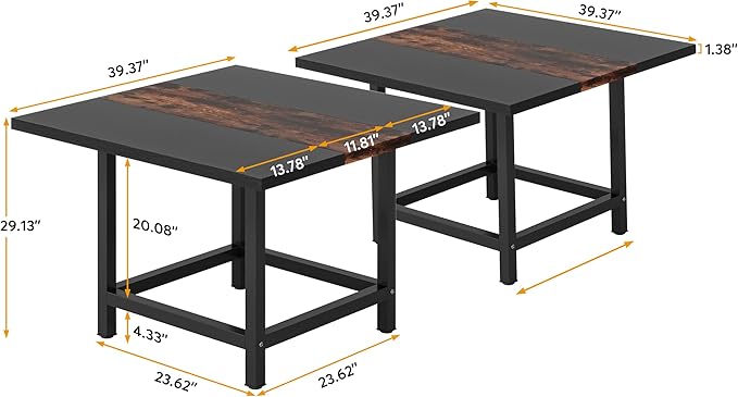 LITTLE TREE 6.5 Ft Conference Table, Modern Black Rectangle 78.74" L X 39.2" W X 29.52" H Wood Seminar Table for Office, Conference Room, 2 Separate Piece