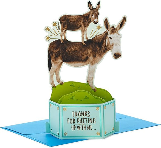 Hallmark Funny Pop Up Birthday Card from Son or Daughter (Donkeys, Pain in the...) Paper Wonder Shoebox 3D Card