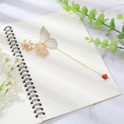 Butterfly Bookmarks for Women GjinxiCute Funny Metal Flower Bookmark Creative Tassel Book Marks Hollow Trim Page Markers Creative Exquisite Gifts Pendant Book-Markers Children's Day Present