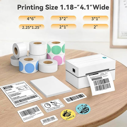 Bluetooth Thermal Shipping Label Printer, Wireless 4x6 Shipping Label Sticker Printer for Small Business and Office, Compatible with Android&iOS Windows, Used for Amazon, Shopify, Etsy USPS