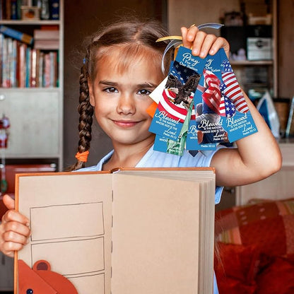 60 Pcs Veterans Day Bookmark Gifts Religious Patriotic Bookmark Psalm 33: 12 Bible Verse Bookmarks VBS Exchange Gifts for Church School Prizes Party Favors