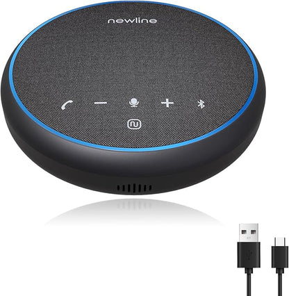 Bluetooth Speakerphone with 360° & 5 Meters (16 Feet) Voice Pickup for Work & Leisure, Pro AI Noise Reduction, High-Efficiency Full-Range Speaker, 12 Hours Battery Life