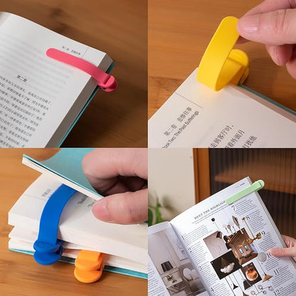 6Pcs Automatic Bookmark, Silicone Smart Book Marks for Reading Women, Men, Kids,Cute Unique Book Markers Bookmark Clip Reading Accessories Gifts for Book Lovers (Colorful 6pcs)