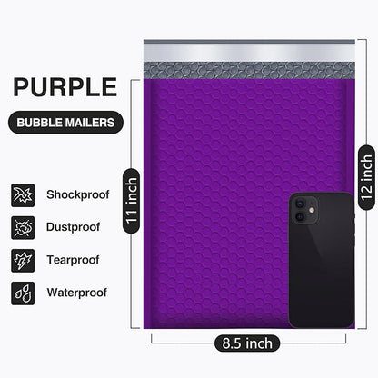 UCGOU Bubble Mailers 8.5x12 Inch Purple 25 Pack Usable Size 8.5x11 Poly Padded Envelopes #2 Medium Mailing Opaque Packaging Postal Self Seal Waterproof Boutique Shipping Bags for Clothes Makeup