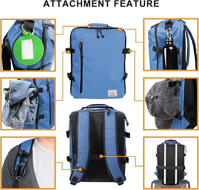 Small Carry-on Backpack Flight Approved Lightweight Casual Laptop Backpack MacBook Pro 16 Travel Gym Sport Daypack, Light Blue