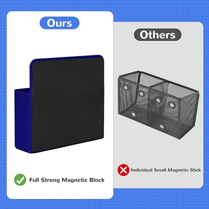 Magnetic Dry Erase Marker Holder, Magnetic Pen Marker Holder for Whiteboard, Fridge, Locker Accessories, School, Office, Home, Magnet Pen Cup,1 Pack, Dark Blue