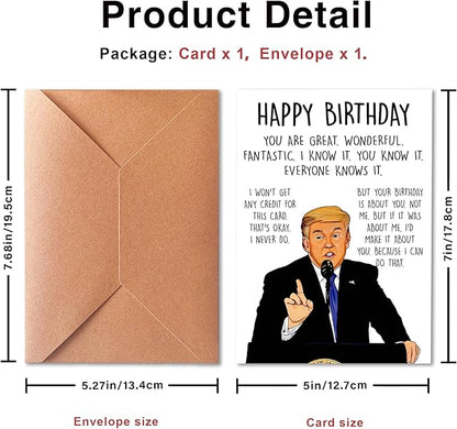 Funny Trump Birthday Card for Women Men, Humorous Donald Trump Birthday Card for Dad or Mom, Trump Birthday Card for Husband Wife, Unique Birthday Gift for Him Her
